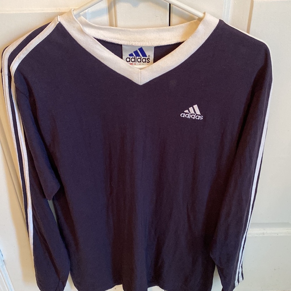 Vintage Adidas Long Sleeve V Neck